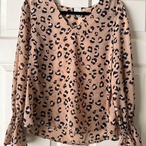 a new day Animal Print Blouse - Tan and Black